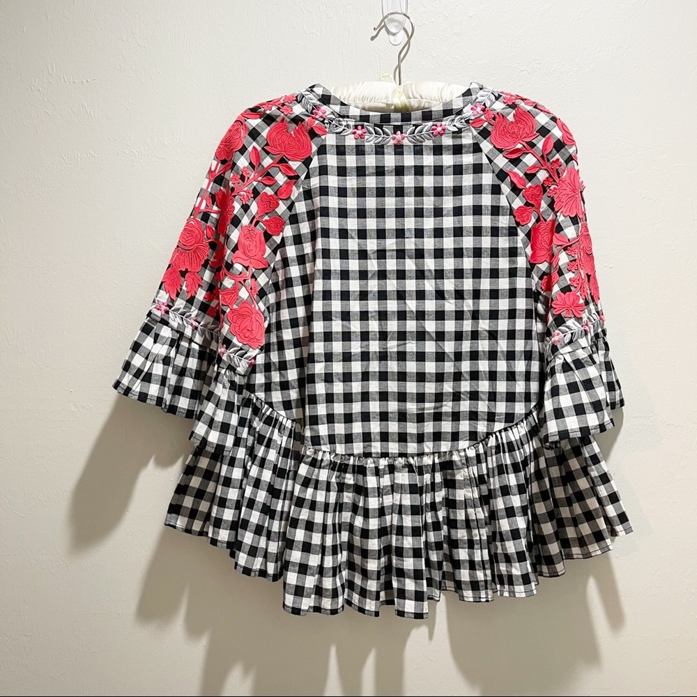 ANTHROPOLOGIE PANKAJ & NIDHI Gingham Peplum Top - Picture 3 of 10